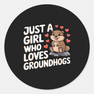 Adesivo Redondo Feliz Dia do Groundhog Garotas Apenas uma Garota q