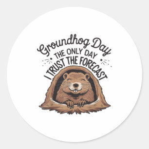 Adesivo Redondo Feliz Dia do Groundhog Woodchuck Animal Amante do