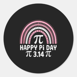 Adesivo Redondo Feliz Dia do Pi 3.24 Símbolo do Pi Boho Arco-Íris