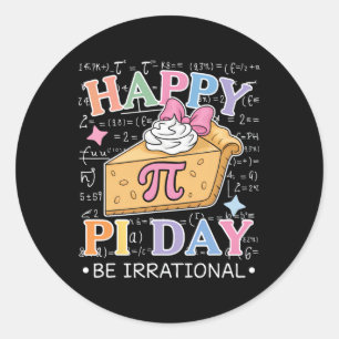 Adesivo Redondo Feliz Dia do Pi Matemática Divertida Treinadora Pr