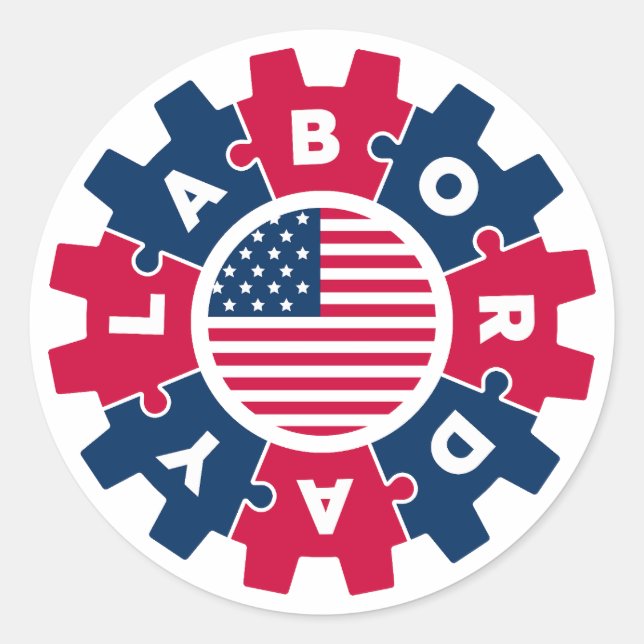 Adesivo Redondo Feliz Dia do Trabalho (Frente)