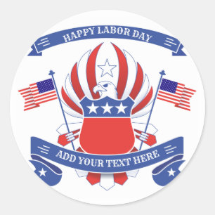Adesivo Redondo Feliz Dia do Trabalho, Águia Patriótica