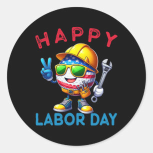 Adesivo Redondo Feliz Dia Do Trabalho De Golfe Engraçado Para As M