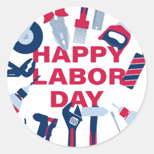 Adesivo Redondo Feliz Dia do Trabalho Fim de Semana