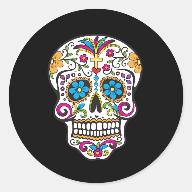 Adesivo Redondo Feliz Dia dos Mortos do Céu de Açúcar (Frente)