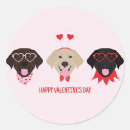 Adesivo Redondo Feliz Dia dos Namorados Cachorros do Labrador Retr