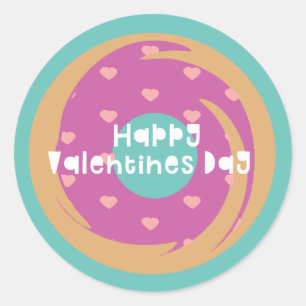 Adesivo Redondo Feliz Dia dos Namorados Confetes Coração Donut de 