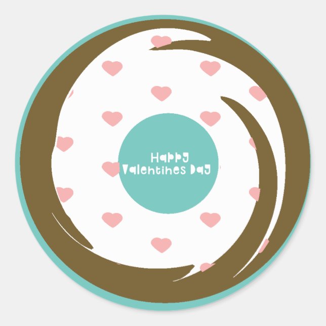 Adesivo Redondo Feliz Dia dos Namorados Confetti Rosquinha de márm (Frente)