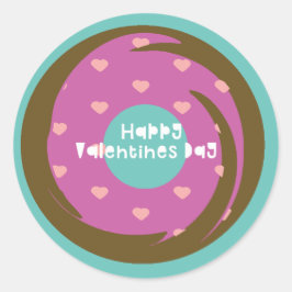 Adesivo Redondo Feliz Dia dos Namorados Confetti Rosquinha do Cora