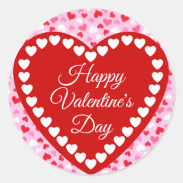 Adesivo Redondo Feliz Dia dos Namorados Coração Vermelho e Rosa