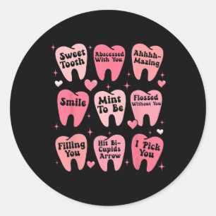 Adesivo Redondo Feliz Dia dos Namorados Dentista Dentes Dente Engr