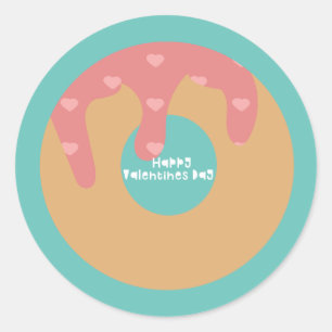 Adesivo Redondo Feliz Dia dos Namorados Donut Coração com Confetes