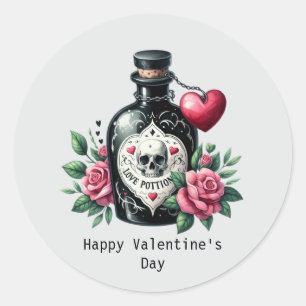 Adesivo Redondo Feliz Dia dos Namorados Poção de amor gótica