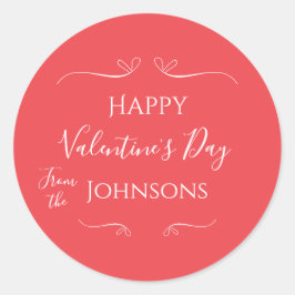 Adesivo Redondo Feliz Dia dos Namorados Rosa Moderno Vermelho