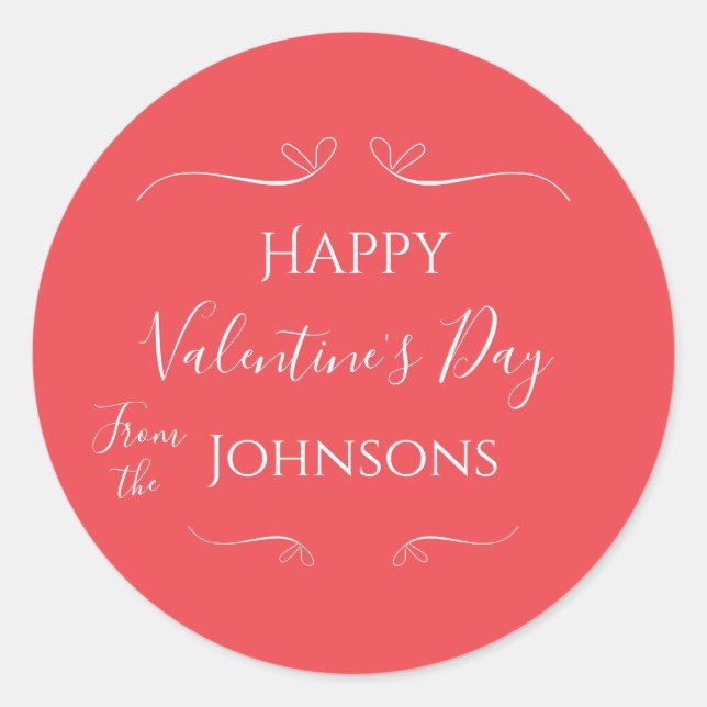 Adesivo Redondo Feliz Dia dos Namorados Rosa Moderno Vermelho (Frente)