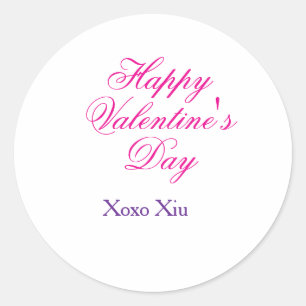 Adesivo Redondo Feliz dia dos namorados rosa roxo xoxo amor nome c