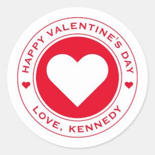 Adesivo Redondo Feliz Dia dos Namorados Vermelho Branco Único