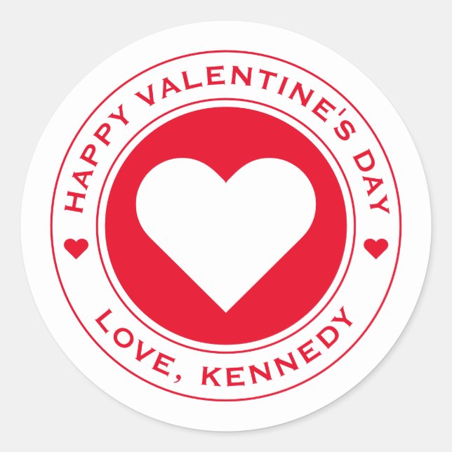 Adesivo Redondo Feliz Dia dos Namorados Vermelho Branco Único (Frente)