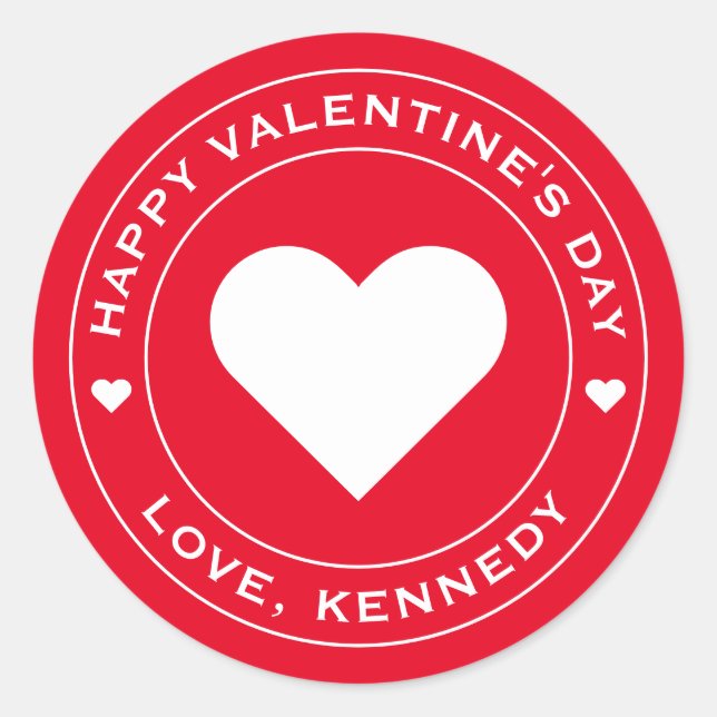Adesivo Redondo Feliz Dia dos Namorados Vermelho Coração Branco Si (Frente)