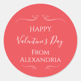 Adesivo Redondo Feliz Dia dos Namorados Vermelho Rosa