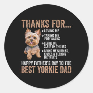 Adesivo Redondo Feliz Dia dos Pais Para o Melhor Pai de Yorkie Yor