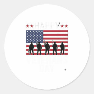 Adesivo Redondo Feliz Dia dos Veteranos Silhueta da Bandeira Desen
