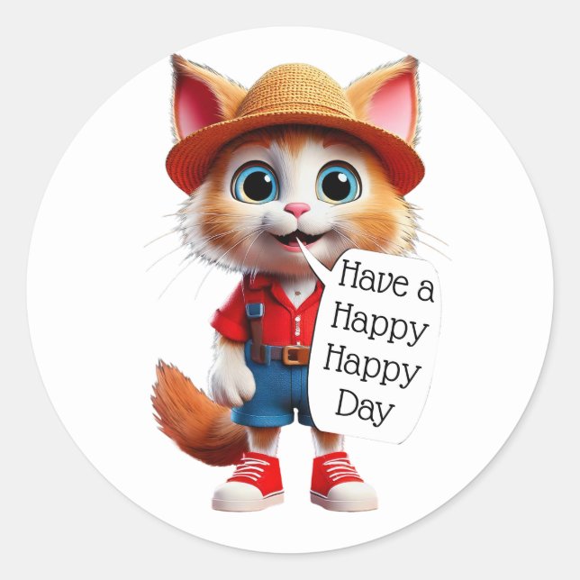 Adesivo Redondo Feliz Dia Feliz (Frente)