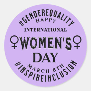 Adesivo Redondo Feliz Dia Internacional da Mulher 8 de Março