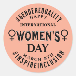 Adesivo Redondo Feliz Dia Internacional da Mulher   8 de Março
