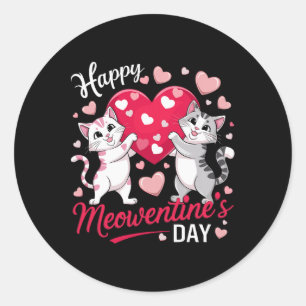 Adesivo Redondo Feliz Dia Meowentines Engraçado Gato Fofo Amante d