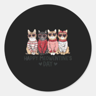 Adesivo Redondo Feliz Dia Meowentines Gatos Engraçados Valentines 