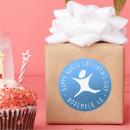 Adesivo Redondo Feliz Dia Mundial das Crianças - Lingua Azul