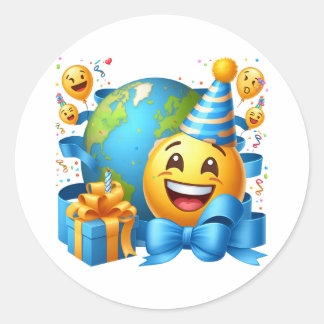 Adesivo Redondo Feliz Dia Nacional Emoji