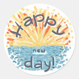 Adesivo Redondo Feliz Dia Novo!