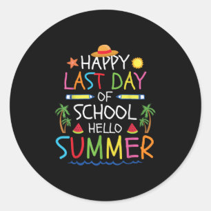 Adesivo Redondo Feliz Dia Passado Da Escola Olá Crianças De Verão