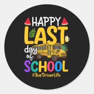 Adesivo Redondo Feliz Dia Passado De Condutor De Ônibus Escolar Ve