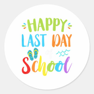 Adesivo Redondo Feliz Dia Passado De Férias De Verão Na Escola Ide