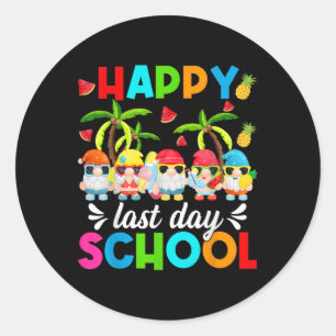 Adesivo Redondo Feliz Dia Passado De Gnomos Escolares Fim Da Escol