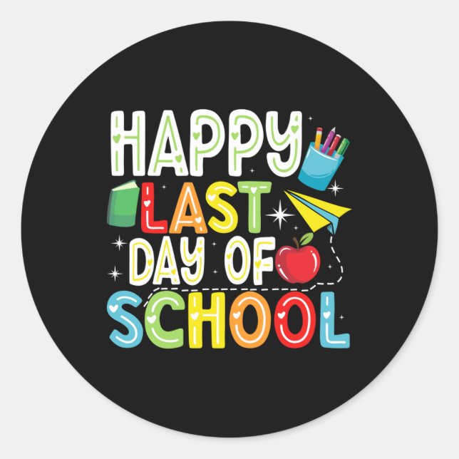 Adesivo Redondo Feliz Dia Passado de Professores Crianças Meninas  (Frente)