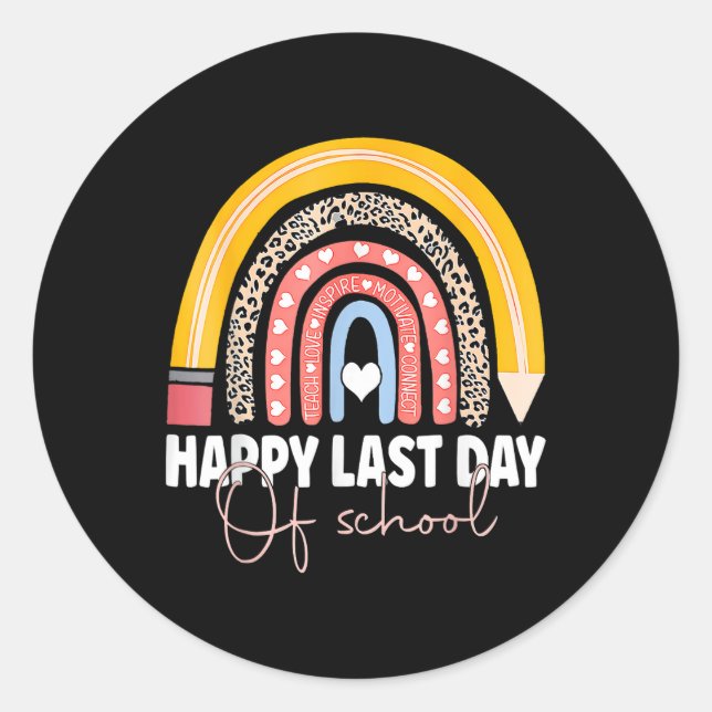 Adesivo Redondo Feliz Dia Passado Do Graduação De Professores (Frente)