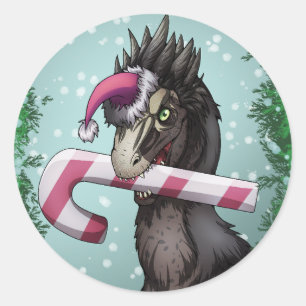 Adesivo Redondo Feliz Dinossauro de Natal