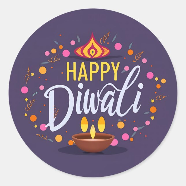 Adesivo Redondo feliz diwali (Frente)