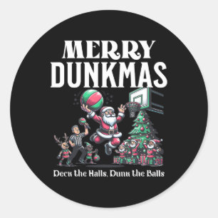 Adesivo Redondo Feliz Dunkmas Papai Noel Engraçado Esqueleto Humor