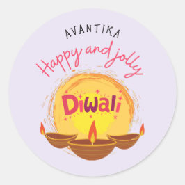 Adesivo Redondo Feliz e alegre Diwali personalizável
