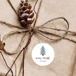 Adesivo Redondo Feliz e Brilho | Árvore de Natal Boho