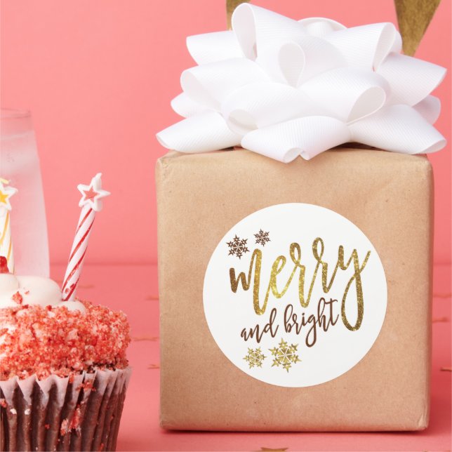 Adesivo Redondo Feliz e Brilho, Branco Dourado, (Festa)