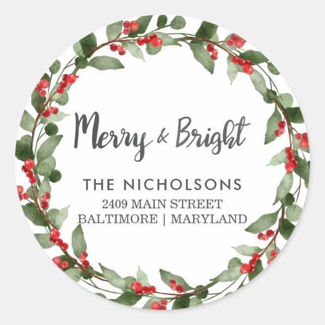 Adesivo Redondo Feliz E Brilho | Feriado Endereço de retorno (Frente)