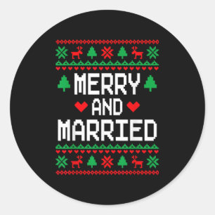 Adesivo Redondo Feliz E Casais Casados Que Correspondem Ao Natal F