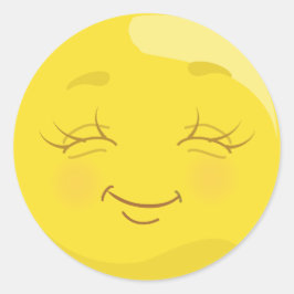 Adesivo Redondo Feliz e Conteúdo Amarelo Emoji face Stickers