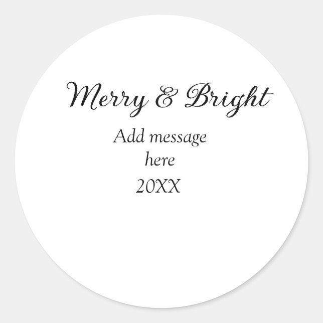 Adesivo Redondo Feliz e feriado de Natal brilhante adicionar mensa (Frente)